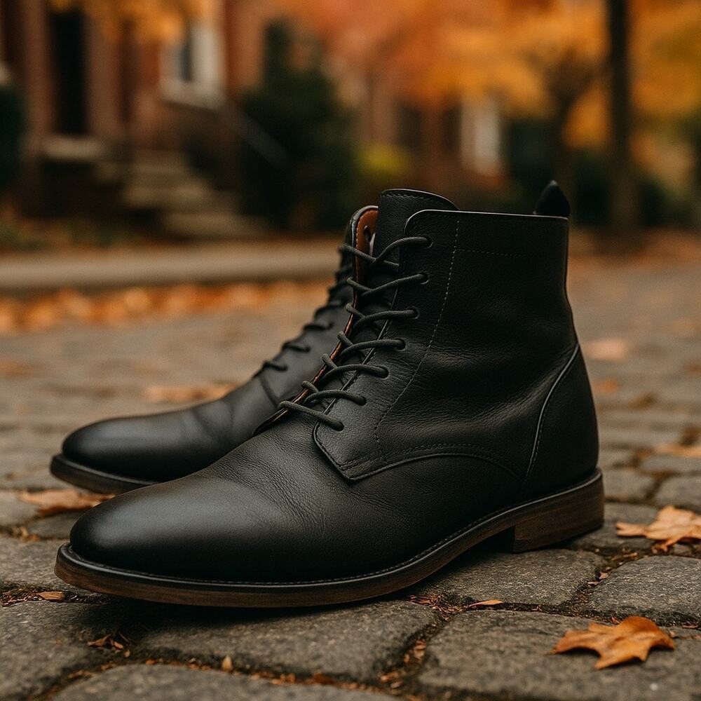 SOLD Mr. Bs Black Leather Lace-Up Boots 12 Made in Romania Butter Soft OldMoney